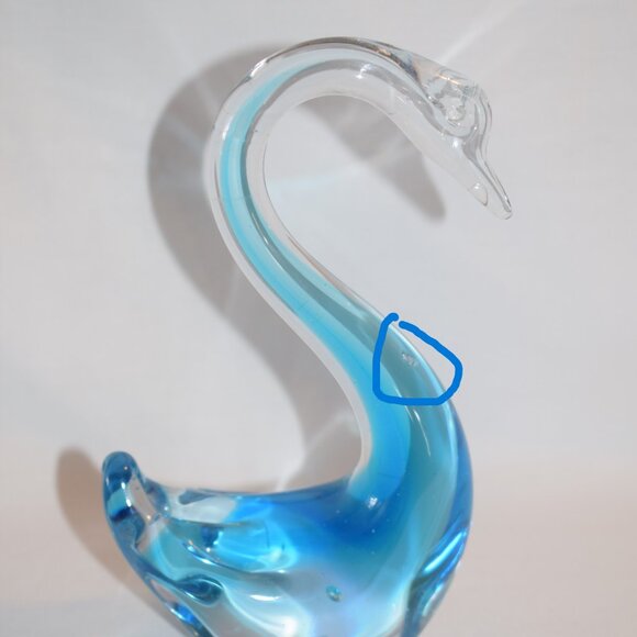 Vintage Hand Blown Blue Art Glass Swan Bird Figurine - Picture 11 of 11
